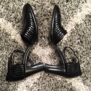 Bally Black Leather Strappy Mid-Heel Sandals